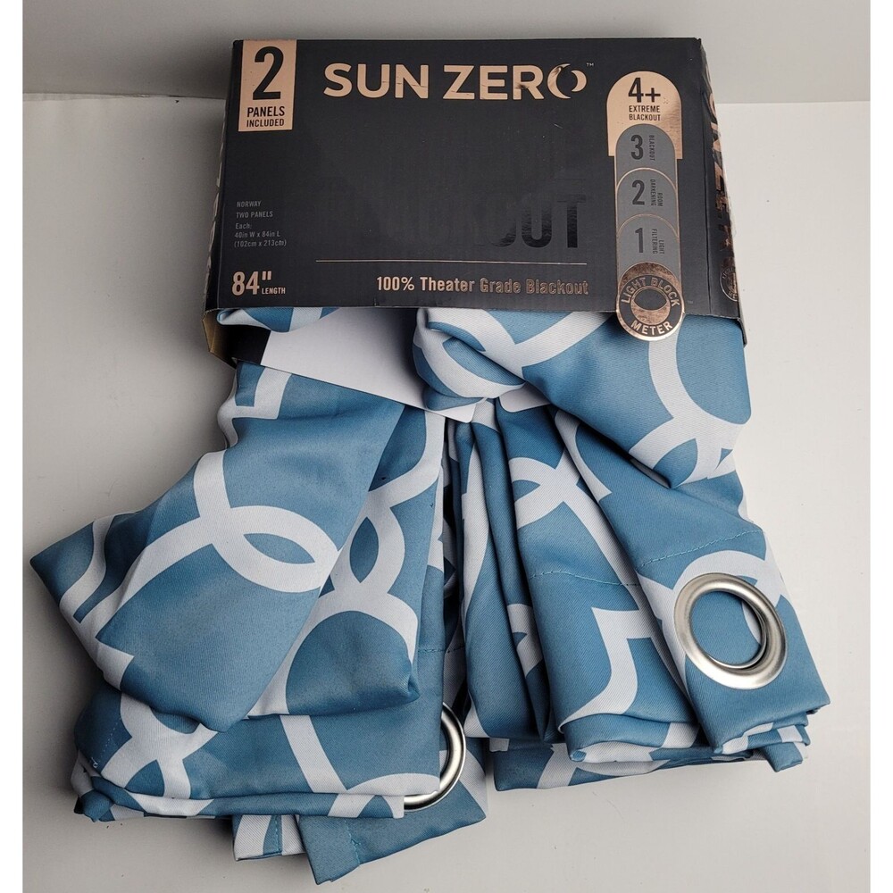 SunZero Theater Grade Extreme Blackout Grommet 2 Panel Curtains 40X84 GREY